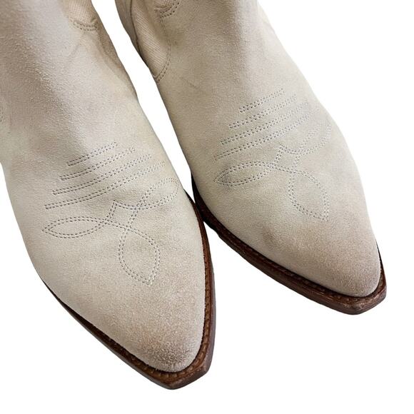 Isabel Marant Demar Mix Canvas Ecru Short Western Point Toe Boots Size 38 - Picture 5 of 16